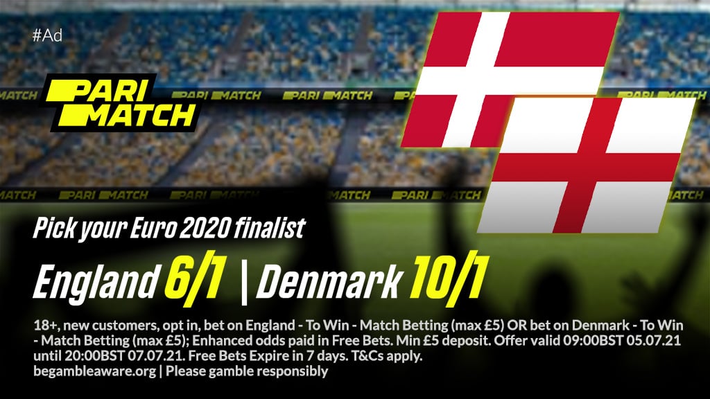 England vs Denmark Get 6/1 England to win or 10/1 Denmark to win